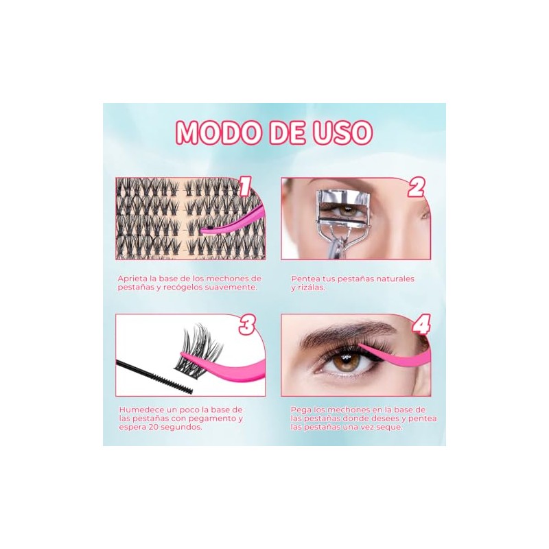 Pestañas Postizas Kit Completo, Kit de Extensión de Pestañas 10-18mm,