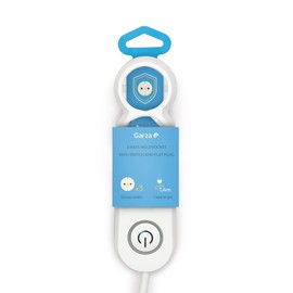 Garza - Multi Base with 3 Plugs, 1.4 Metre Cable, Spade Connector, with Switch, Child Protection, White