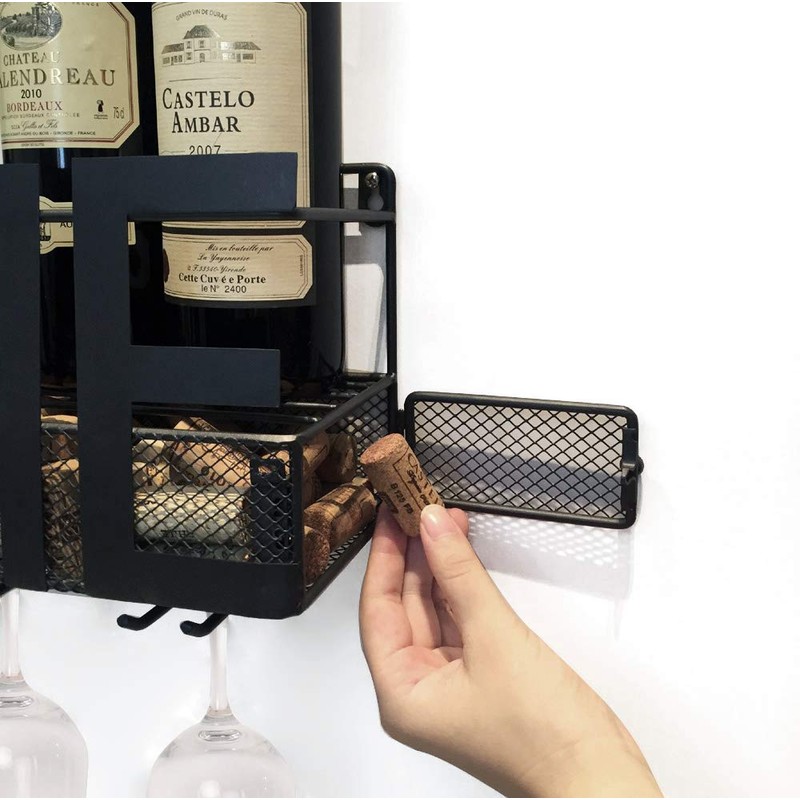 Wall Mounted Metal Wine Rack 4 Long Stem Glass Holder