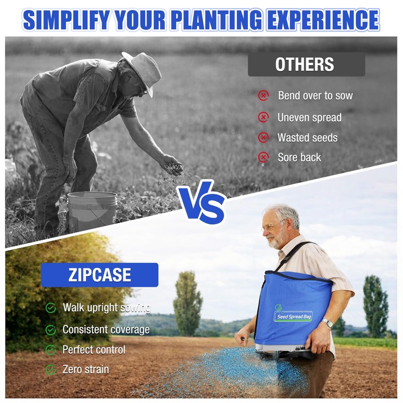 Zipcase 25lb Bag Seed Spreader with Waterproof Bag, Blue