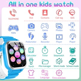 JUBUNRER Smart Watch for Kids Smart Watch 26 Games Kids Phone Pedometer Calories SOS Alarm Clock Kids Watch Boys Watch Girls Gifts HD Camera Music Video Stopwatch Toys Christmas Birthday Gift