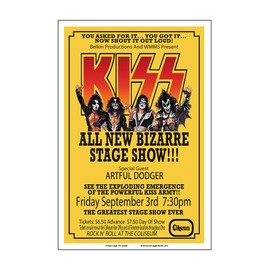Raw Sugar Art Studio Kiss/Artful Dodger 1976 Cleveland Concert Poster