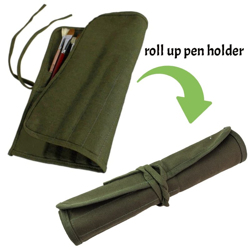 Pencil Roll Up Case Canvas Pencil Pouch Case Pen Wrap