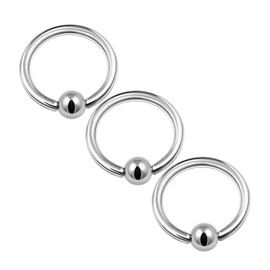 KJM Fashion Cartilage Surgical Steel BCR Earrings 1.2 mm 16 g Pack of 3, Stainless Steel