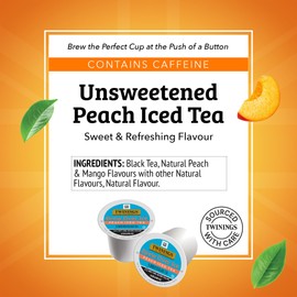 Twinings Brew Over Ice Unsweetened Peach Black Iced Tea 72 K-Cup Pods for Keurig, 12 Count (Pack of 6), Caffeinated
