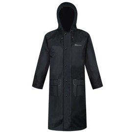 HANMENGXUAN Men's Rain Jacket with Hood Waterproof Ultra-Lite Long Safety Raincoat Rain Gear(Black,Medium)