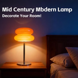xiaojuande Bedroom Mushroom lamp, Medieval Modern Bedside Table lamp for Night Stands, Vintage dimmable Small Lamps, Cute Cool Desk Lamps Home Room Aesthetic Decor for Living Room(Orange)