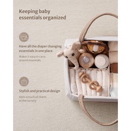 Blissful Diary Baby Diaper Caddy Organizer, Cotton Rope Diaper Caddy Basket, Large Storage Basket for Newborn Boys and Girls, Gift for Baby Shower List, Newborn Essentials, Earthy Rainbow