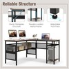 COSTWAY L Shaped Desk with Charging Station, 55” Reversible Corner