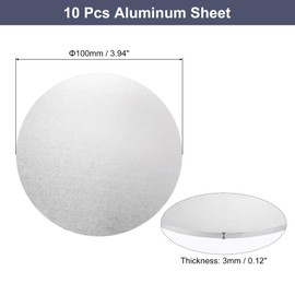 sourcing map Aluminum Sheet, 5 Pcs 100mm Diameter x 3mm Thickness 1060 Aluminum Plate for Industrial, Silver Tone
