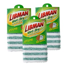 Libman 1485 Microfiber Wet and Dry Mop Refill, Mop Head Replacements for The Libman Microfiber Wet and Dry Mop 119 – 3 Pack, Green and White