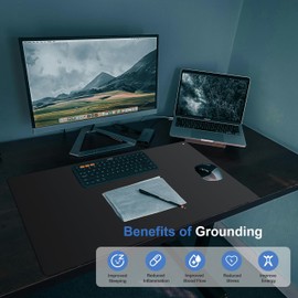 Urvoix Grounding Mat for Feet, 16" x 24" Earth Mat Grounding Pad for Bed, Grounding Mat Kit for Desk, Improve Sleep, Supports Energy, Relieve Anxiety w/ 15 Foot Cord & Conductive Test Pen