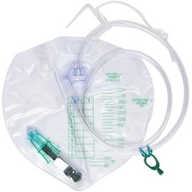 154002 Drainage Bag with Anti-Reflux Chamber, 2000mL (3-Pack)