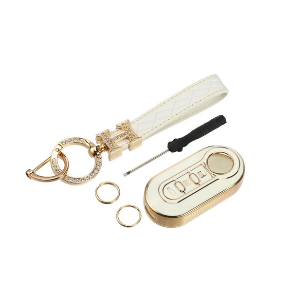 INFINAUTO Remote Keyless Key Fob Cover Kit for Fiat 500,