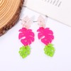 Flower Leaf Dangle Earrings for Women Acrylic Lightweight Triple Leaf