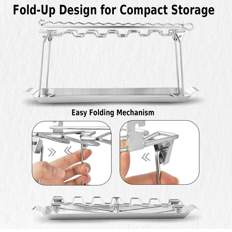 Chicken Leg Rack for Grill with Drip Tray Chicken Wing