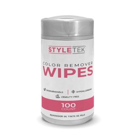 STYLETEK COLOR REMOVER WIPES, 100 PER CANNISTER, HAIR DYE REMOVER, SENSITIVE AND NON-IRRITATING, BIODEGRADABLE FABRIC