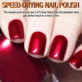 Wimocasy Quick Dry Nail Polish Crimson Summer Nail Lacquer 0.41fl oz Regular Insta Dry Nail Polish 12ML For Nail Art Salon Home,#26