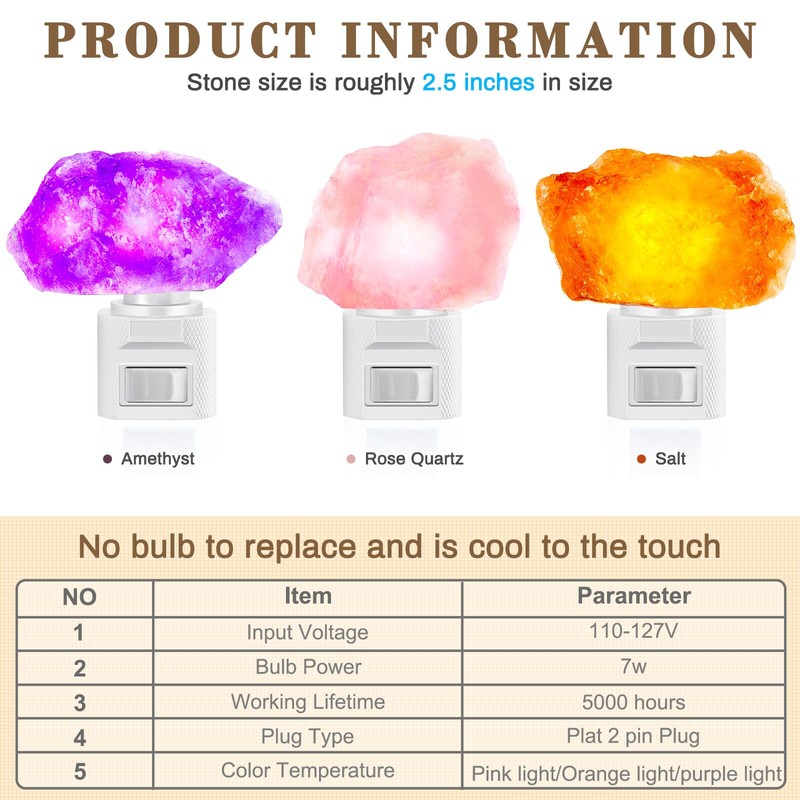 3 Pack Himalayan Salt Lamp Night Light Crystal Night Light