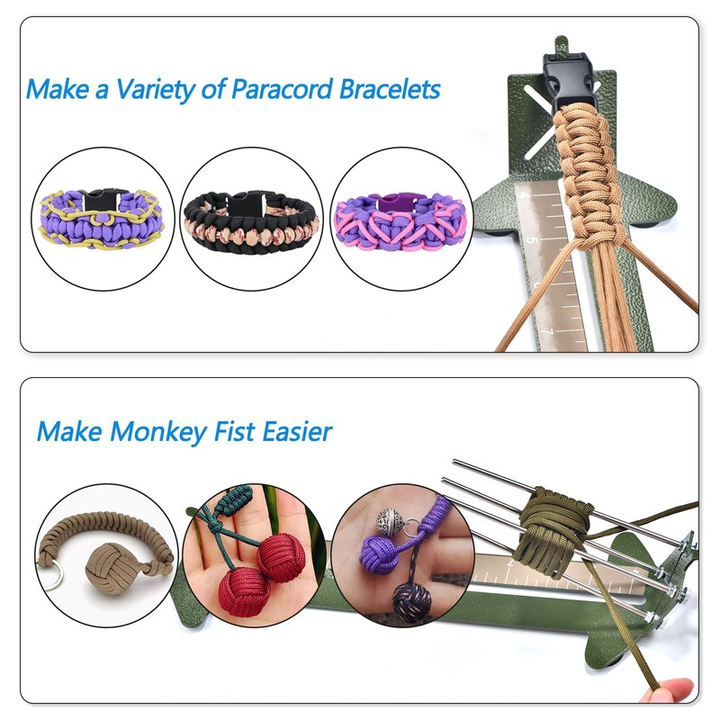MONOBIN 2 in 1 Paracord Metal Jig, Adjustable Length para
