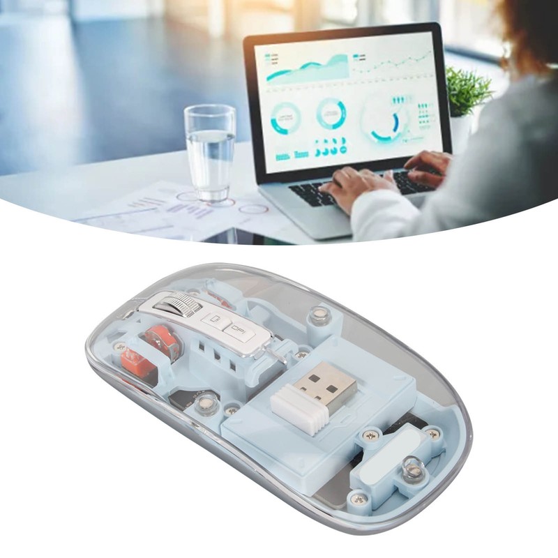 Wireless 2.4G Bluetooth Transparent Mouse 2400 DPI Rechargeable 400mAh RGB