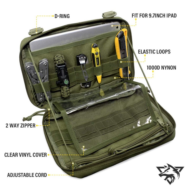 WYNEX Tactical Molle Admin Pouch, Upgrade Material Semi-Hidden Zipper &