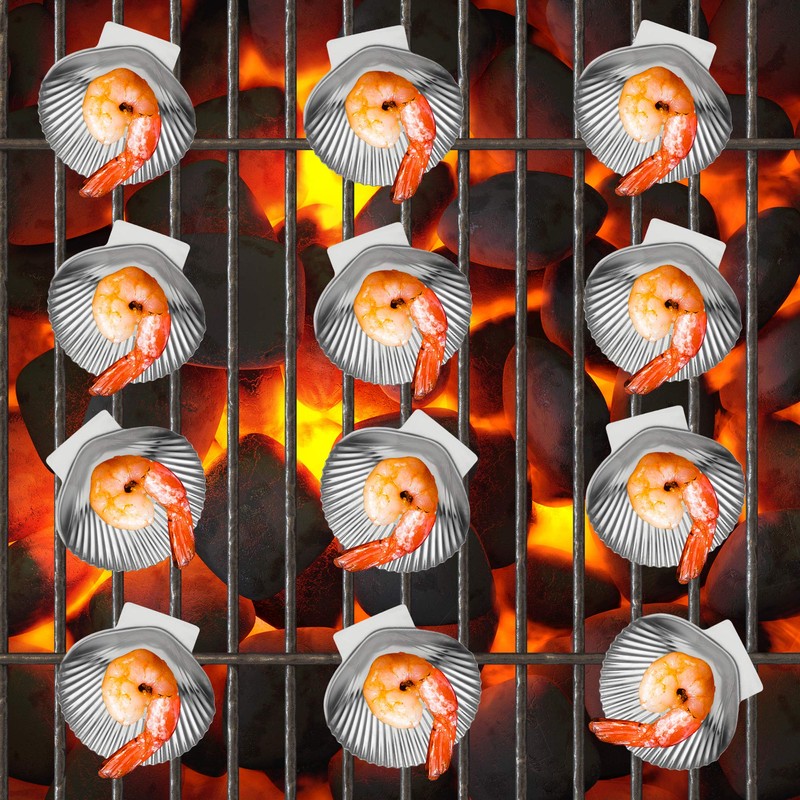 Outset 76494 All Purpose Grillable Stainless Steel Sea Shells, Set