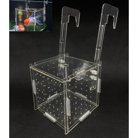 Acrylic Isolation Box, Aquarium Divider, Medaka Box, Fry Isolation Case, Medaka Spawning Floor, Transparent Design, 3.9 x 3.9 x 3.9 inches (10 x 10 x 10 cm), Easy Assembly, Multi-Purpose Fish Feeder