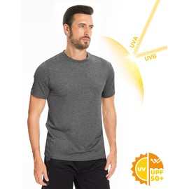 Mens Shirts Short Sleeve Workout Dri Fit T-Shirts Gym Summer Beach Tshirts UPF 50 SPF Sun Protection Rash Guard Athletic Casual Tee Lightweight Grey XL