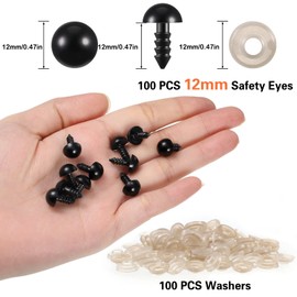 100pcs 12mm DIY Plastic Safety Eyes and 100pcs Washers Dolls Toys Accessories Animal Making Craft Eyes