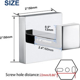 PThink Ganchos de Pared Cuadrados 4 pzs | Acero Inoxidable 304, Montaje con Tornillos Ocultos, Perchero Gancho para Toallas y Abrigos (4, Cromo Pulido)