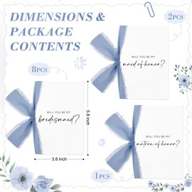 DEEKA 11 PCS Will You Be My Bridesmaid Proposal Card with Chiffon Ribbon Maid of Honor Proposal Box Stuffers Bridesmaid Gifts Bulk Wedding Invitations (Blue)