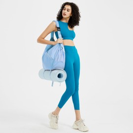Ceneda Sports Bag for Women Sports Travel Bag with Hidden Yoga Mat Holder and Shoe Compartment Workout Dance Tote Bag with Wet Compartment Overnight Weekend Bag for Travel Yoga