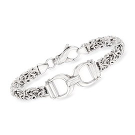 Ross-Simons Italian Sterling Silver Horsebit Byzantine Bracelet. 7 inches