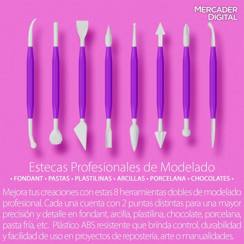 Set 8 Estecas Herramientas Modelado Fondant Arcilla Pasta