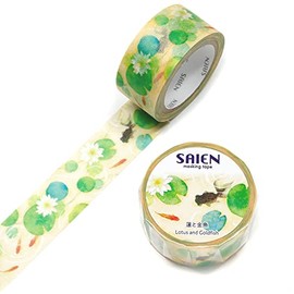 Kamiiso Sangsho UR-4047 SAIEN Masking Tape Lotus and Goldfish 0.8 in x 26.4 ft (20 mm x 7 m)
