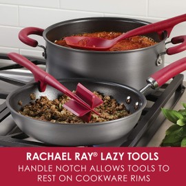 Rachael Ray Tools and Gadgets Lazy Crush & Chop, Flexi Turner, and Scraping Spoon Set / Cooking Utensils - 3 Piece, Red