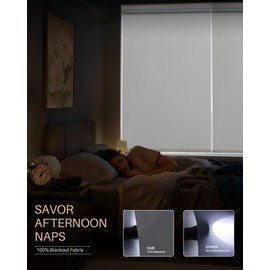 JaeJaes Motorized Smart Blinds with Remote Control, Blackout Roller Shades for Indoor Windows Home and Office, White, 26" W x 72" H