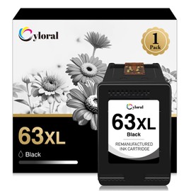 Cyloral 63XL Black Ink Cartridge Remanufactured Works with HP Ink 63 XL for Officejet 3830 4650 4652 5200 5252 5258 Series Envy 4520 4512 Deskjet 1112 2132 3630 Printer High Yield (1 Black)