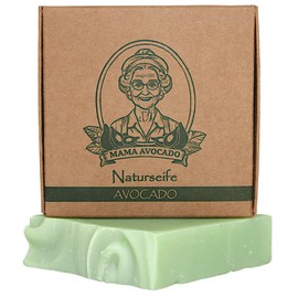 Mama Avocado - Avocado Seife für alle Hauttypen - Handgemachte Duschseife für Haut & Haar - Vegane Naturseife - Pflegeseife ohne Palmöl & Parabene - 95g