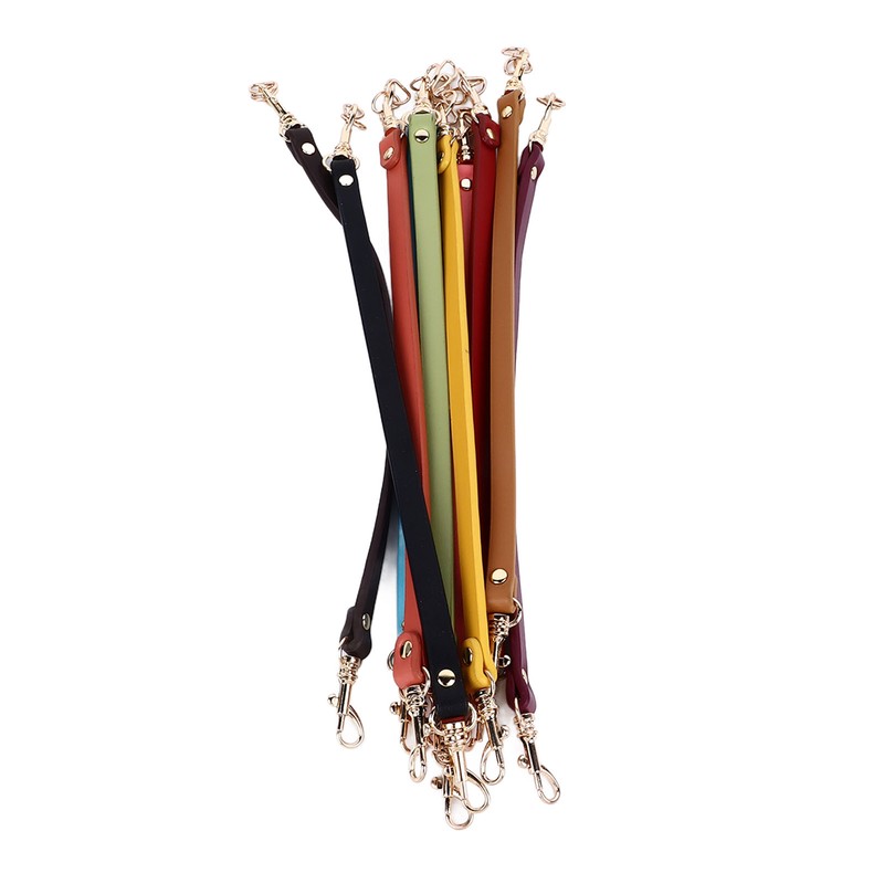 10Pcs Leather Bag Handles 12.2in Long 0.4in Wide Cattlehide Metal