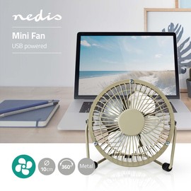 NEDIS FNDK1GY10 Table Fan Powered by USB Diameter: 100 mm 3 W 1 Speed Settings 1.00 m Grey