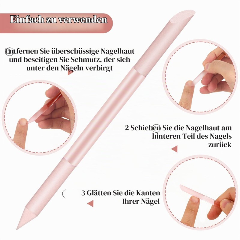 Giantree Cuticle Pusher Manicure Sticks, Pack of 2 Glass Double-Sided