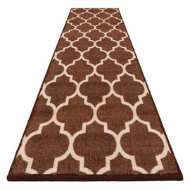 House, Home and More Skid-Resistant Carpet Runner – Moroccan Trellis Lattice – Coffee Brown & Vanilla Cream – 6 Feet X 26 Inches