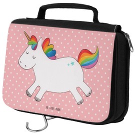 Mr. & Mrs. Panda Toiletry Bag Unicorn Happy, red, Hand Drawn