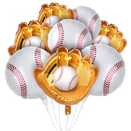 Eaezerav 8 Pcs Baseball Balloons Baseball Glove Foil Balloons Sports Themed Party Decorations for Boys Girls Baby Shower Birthday Party Decor Supplies
