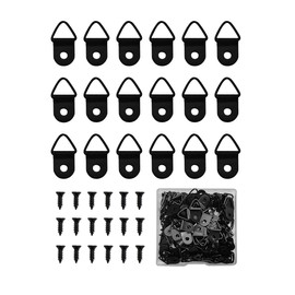 100 Pieces Small Triangle Ring Steel Picture Hangers with 100 Pieces Screws, Triangle Rings Picture Hangers, Triangle Picture Hangers , Small Triangle Picture Hangers for Hanging (Black)