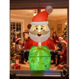 3.5FT Inflatable Santa Claus Leaning Out From Window Decor - with LED Lights, Built-in Fan & Suction Cups Window Xmas DecorColor: Red, Size: 3.5ft