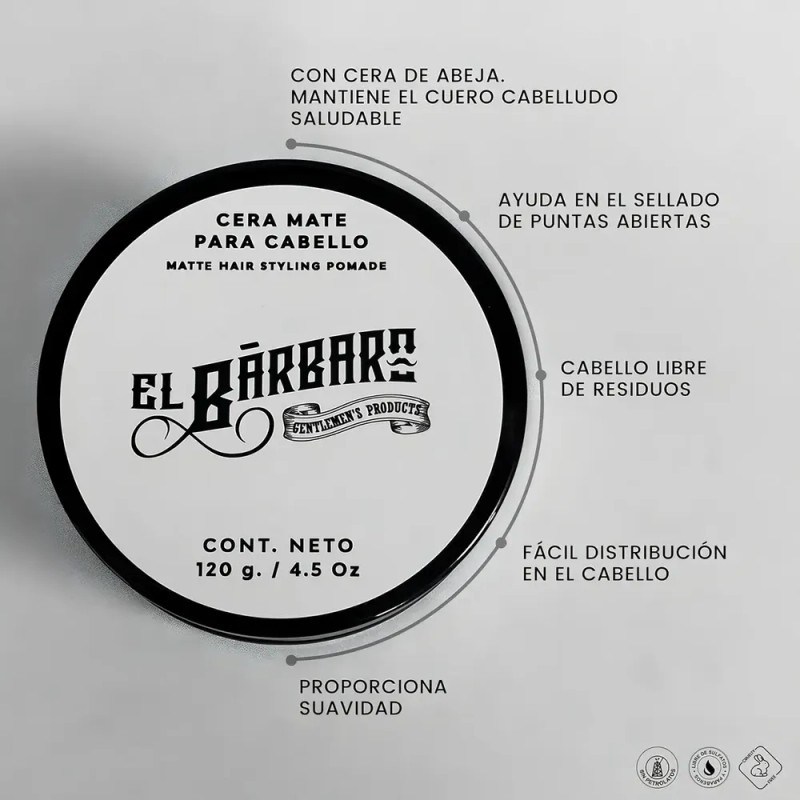 Cera Mate Para Cabello El Bárbaro 120g Con Aceite de
