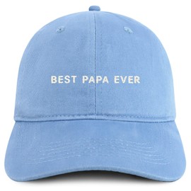 Trendy Apparel Shop Best Papa Ever One Line Embroidered Soft Crown 100% Brushed Cotton Cap - Carolina Blue